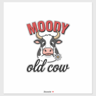 Moody Old Cow Vintage Funny Cow Shirt Design_1