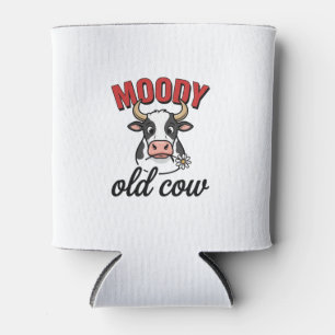 Moody Old Cow Vintage Funny Cow Shirt Design_1 Can Cooler