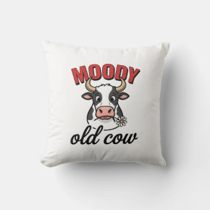 Moody Old Cow Vintage Funny Cow Shirt Design_1 Cushion
