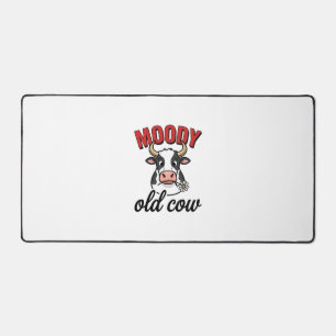 Moody Old Cow Vintage Funny Cow Shirt Design_1 Desk Mat