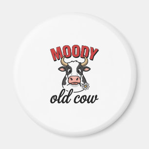 Moody Old Cow Vintage Funny Cow Shirt Design_1 Magnet
