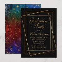 Moody Ombre | Blue Jewel Tone Gold Star Grad Party