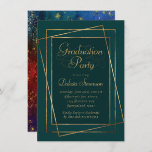 Moody Ombre Jewel Tone Green Graduation Party Invitation