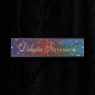 Moody Ombre   Psychedelic Grunge Gold Stardust Door Sign