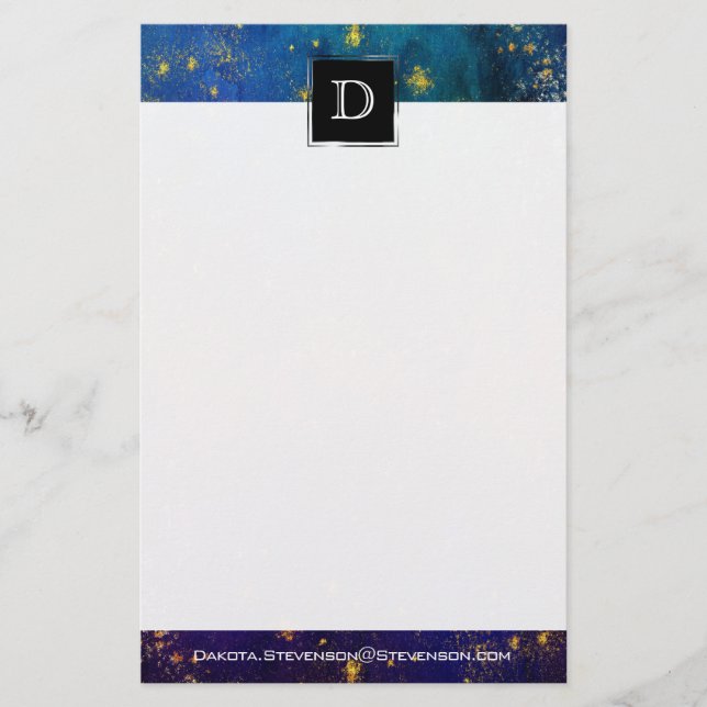 Moody Ombre | Psychedelic Grunge Stardust Monogram Stationery (Front)