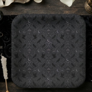 Moody Onyx Baroque Gothic Dinner Party Paper Plate