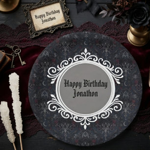 Moody Onyx Baroque Gothic Party Decor Paper Plate