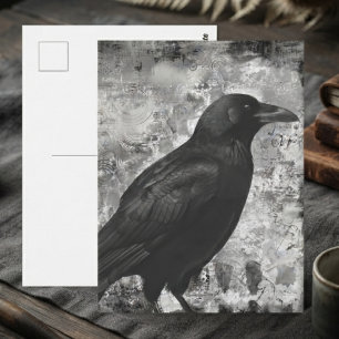 Moody Onyx Gothic Distressed Raven Postcard