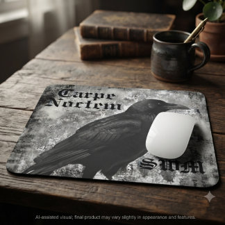 Moody Onyx Gothic Raven Dark Academia Mouse Pad