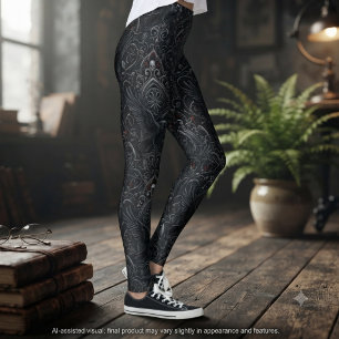 Moody Onyx Victorian Filigree Dark Academia Hallow Leggings