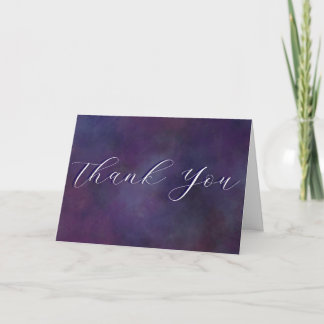 Moody Painterly Dark Purple Simple Calligraphy Thank You Card