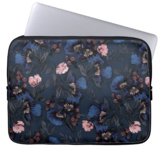 Moody, Painterly Watercolor Florals and Berries Laptop Sleeve