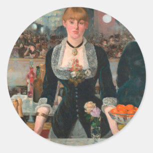 Moody Parisian Bar Manet A Bar at the Folies-Bergè Classic Round Sticker