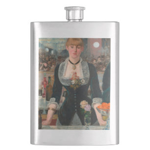 Moody Parisian Bar Manet A Bar at the Folies-Bergè Hip Flask
