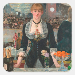 Moody Parisian Bar Manet A Bar at the Folies-Bergè Square Sticker