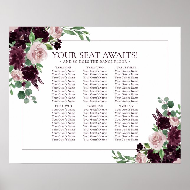 Moody Passion | Dramatic Purple Event Seat Chart (Front)