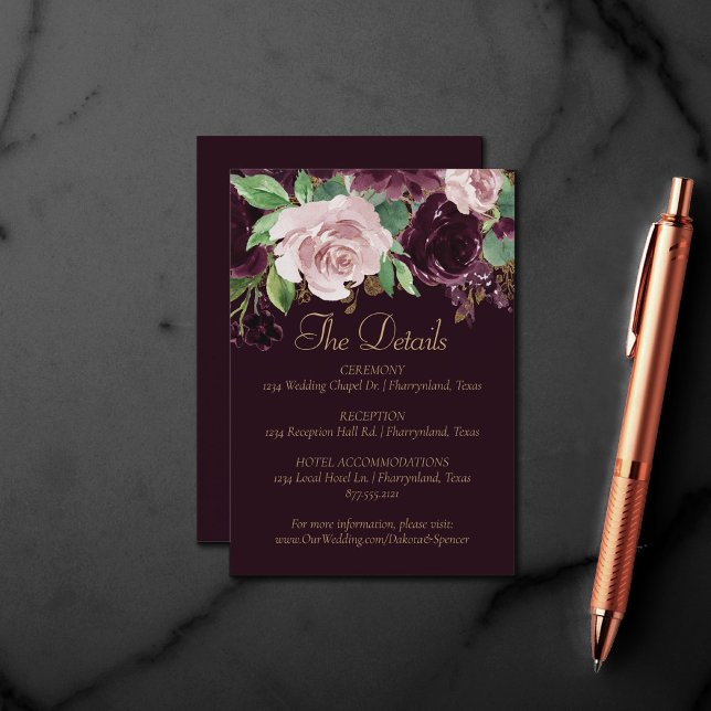 Moody Passion | Dramatic Purple Wine Accommodation Enclosure Card (Creator Uploaded)