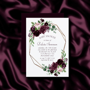 Moody Passion   Dramatic Purple Wine Baby Shower Invitation