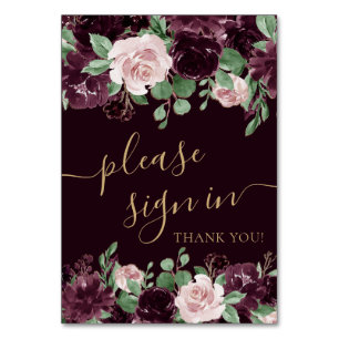 Moody Passion Dramatic Purple Wine Guestbook Table Number