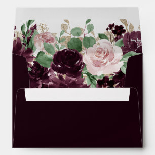 Moody Passion   Dramatic Purple Wine Rose Address Envelope