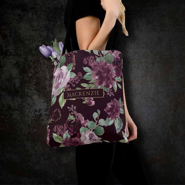 Moody Passion | Dramatic Purple Wine Rose Custom Tote Bag (Creator Uploaded)