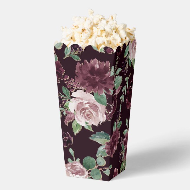 Moody Passion | Dramatic Purple Wine Rose Pattern Favour Box (Popped)