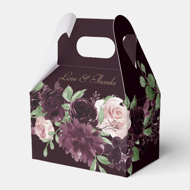 Moody Passion | Dramatic Purple Wine Roses Custom Favour Box (Front Side)