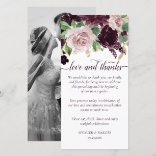 Moody Passion Dramatic Purple Wine Roses Photo Thank You Card