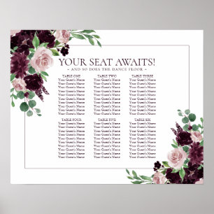Moody Passion   Purple Floral Event Seating Chart