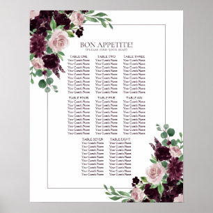 Moody Passion Purple Floral Frame Seat Chart