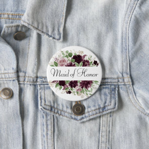 Moody Passions Dramatic Purple Wine Bridal Party 7.5 Cm Round Badge