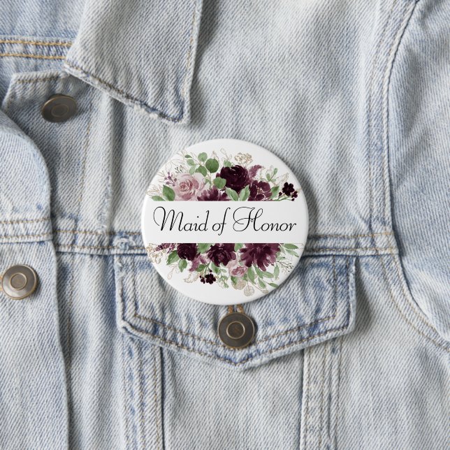 Moody Passions | Dramatic Purple Wine Bridal Party 7.5 Cm Round Badge (In Situ)