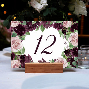 Moody Passions   Dramatic Purple Wine Floral Frame Table Number