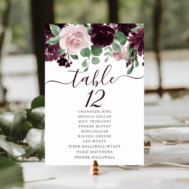 Moody Passions | Dramatic Purple Wine Guest Names Table Number (Creator Uploaded)