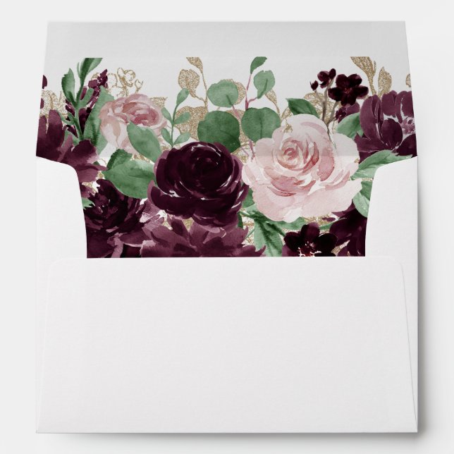Moody Passions | Dramatic Purple Wine Rose Address Envelope (Back (Bottom))