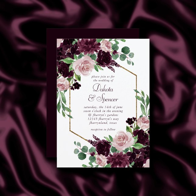 Moody Passions | Dramatic Purple Wine Rose Bouquet Invitation (Creator Uploaded)