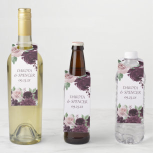 Moody Passions   Dramatic Purple Wine Rose Custom Bottle Tag