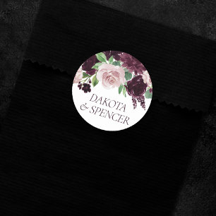 Moody Passions   Dramatic Purple Wine Rose Custom Classic Round Sticker