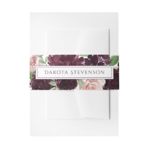 Moody Passions Dramatic Purple Wine Rose Custom Invitation Belly Band