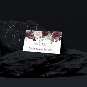 Moody Passions Dramatic Purple Wine Rose Garland Place Card
