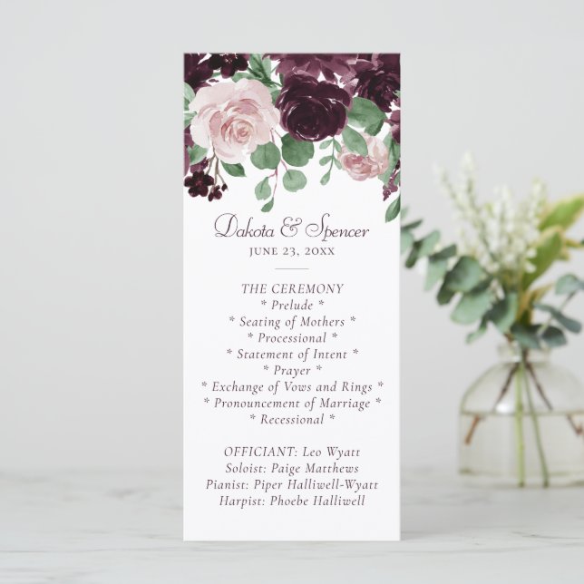 Moody Passions | Dramatic Purple Wine Rose Garland Programme (Standing Front)