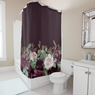 Moody Passions   Dramatic Purple Wine Rose Shimmer Shower Curtain