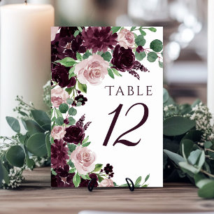 Moody Passions Dramatic Purple Wine Rose Wreath Table Number