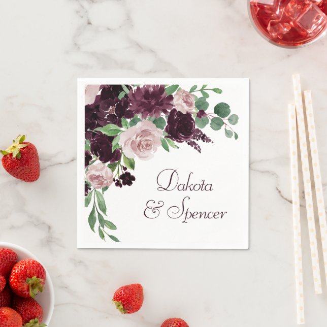 Moody Passions | Dramatic Purple Wine Roses Custom Napkin (Insitu)