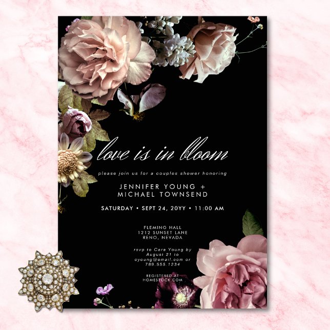 Moody Pastel Love Is In Bloom Couples Shower Invitation (Moody Pastel Love Is In Bloom Couples Shower Invitation)
