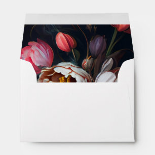 Moody Peony Floral Wedding Round Envelope