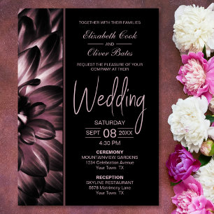 Moody Pink Floral Wedding Invitation