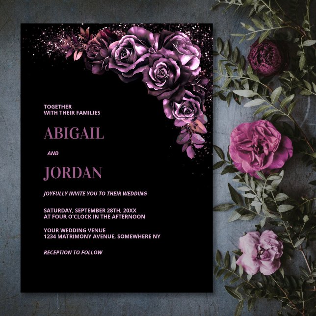Moody Pink Floral Wedding Invitation (Creator Uploaded)