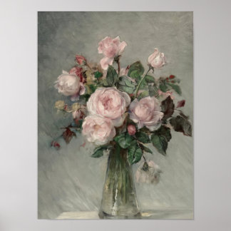 Moody Pink Peonies Painting Vintage Flower Print D