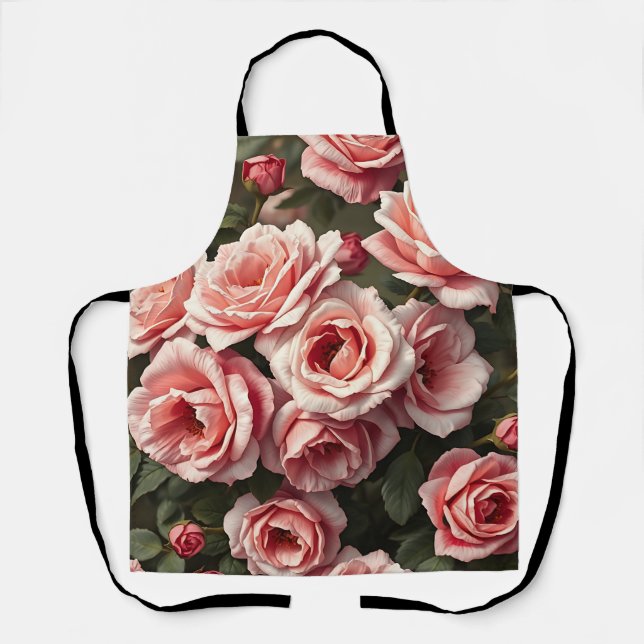 Moody Pink Rose Garden Pattern Apron (Front)